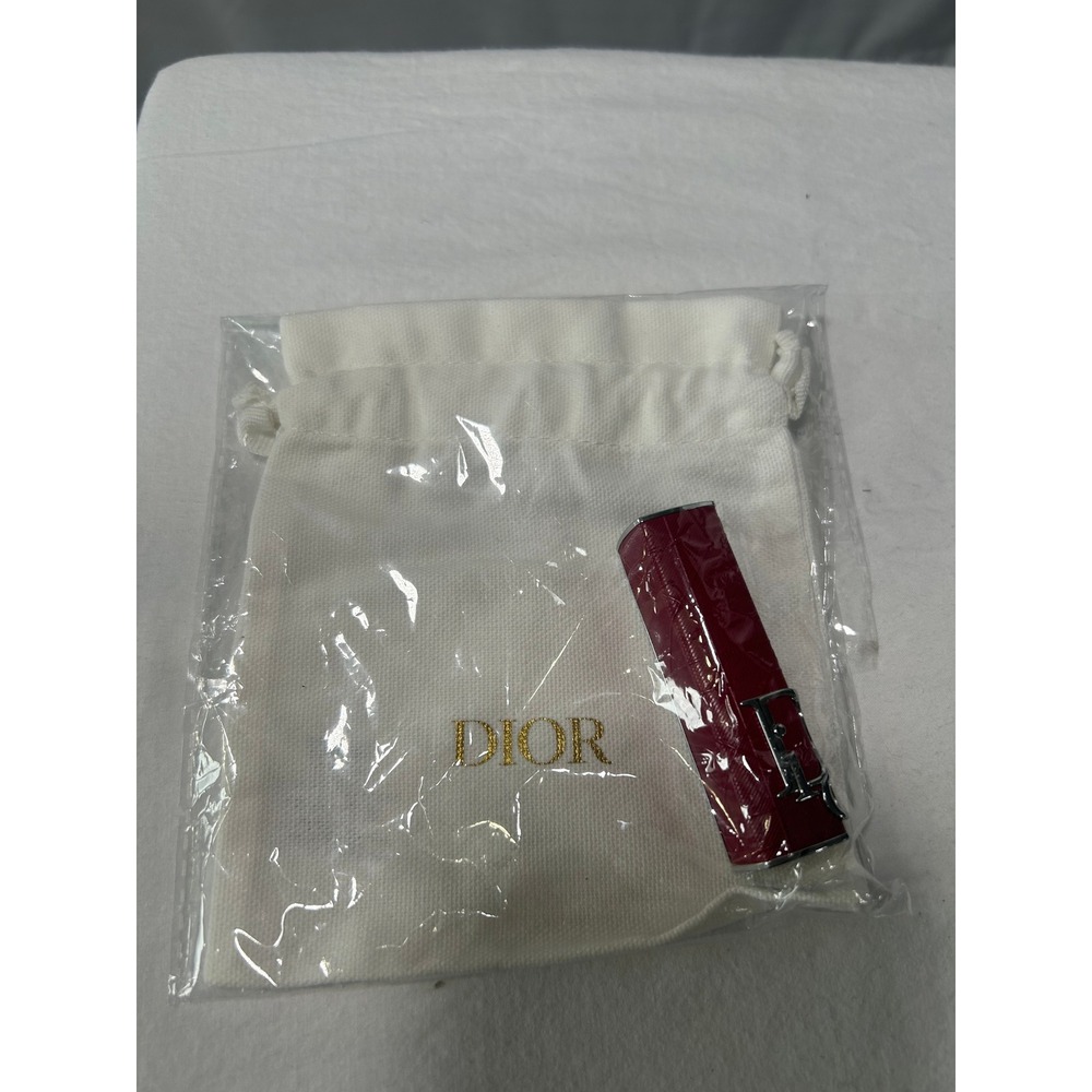 Christian Dior Addict Lipstick Case Brick Cannage Burgundy Red Silver W Bag#968